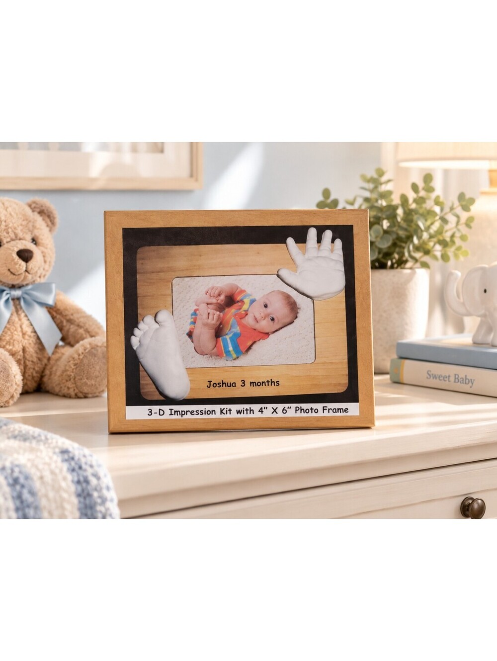 Baby 3D Handprint Footprint Keepsake Casting Kit w Frame NIB Newborn Shower Gift